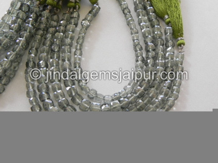 Green Apetite Quartz Faceted Cube Shape Beads